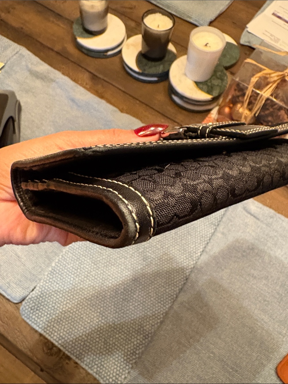 Coach Black Signature Continental Wallet with Gold Hardware - Picture 8 of 10